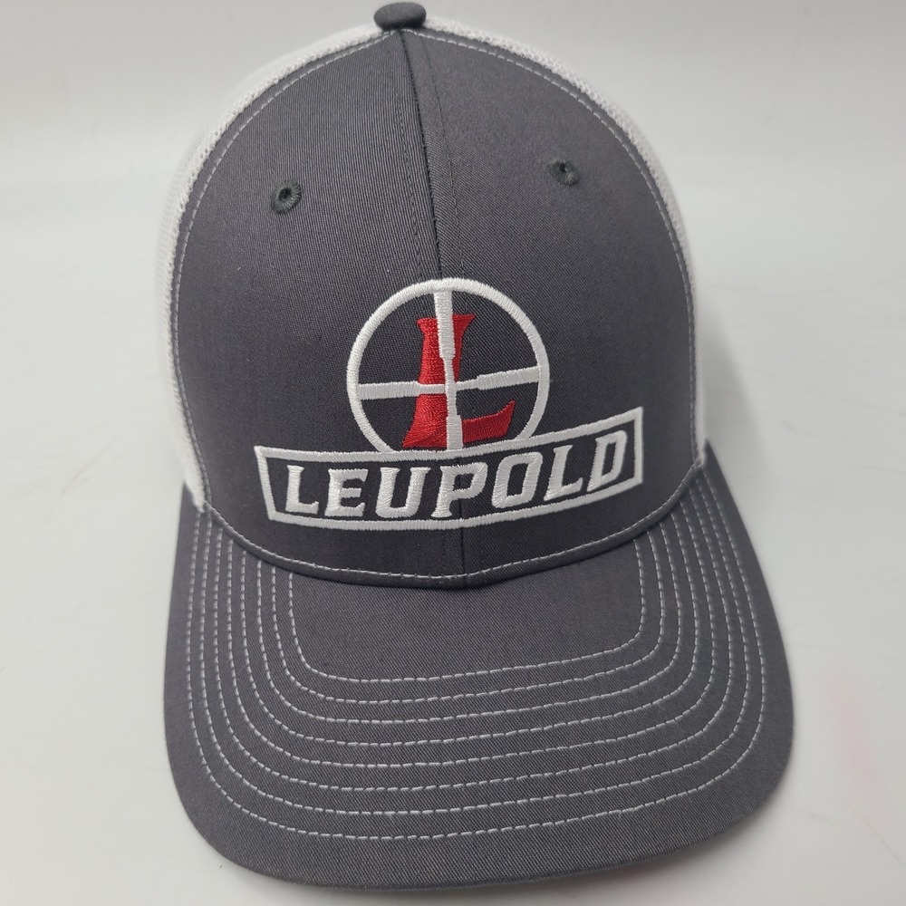Leupold Hat Snapback Trucker Mesh Optics Rifle Scopes Hunting Gray White Outdoor